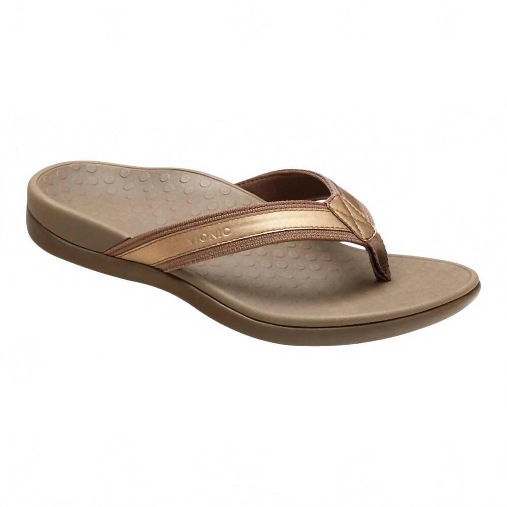 NEW VIONIC women's tide ii toe-post sandals in pewter metallic